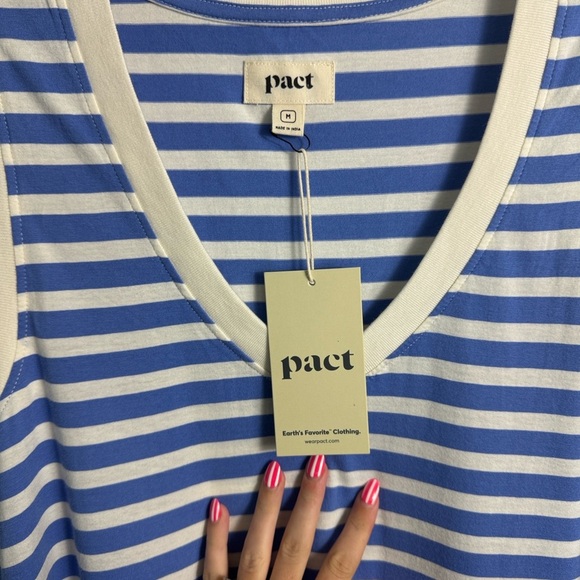NWT Pact Softspun A-Line Tank Dress Blue and White Stripes Organic Cotton Medium - Picture 4 of 9